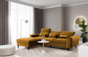 Kampinė sofa Foble Loco 45, geltona sp., kairinė, 196 x 267 cm x 100 cm