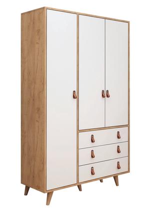 Skapis Kalune Design Franky, ozola krās./balts krās., 52 cm x 120 cm x 187 cm