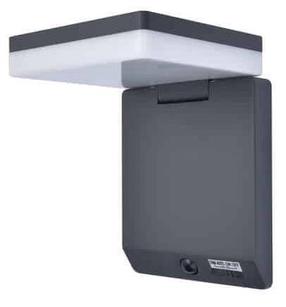 Sieninis lauko šviestuvas Lutec Moze Solar PIR, 8W, LED, IP44, tamsiai pilka sp., 14 cm x 15 cm