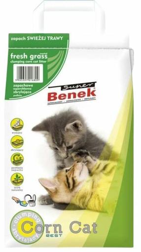 Kaķu smiltis Super Benek Corn Cat Fresh Grass, organiskās (cementējošās), 25 l