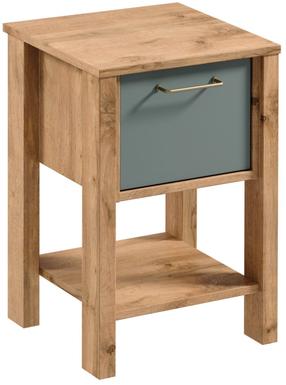 Naktinis staliukas Gala Meble Indygo SN, ąžuolo sp./žalia sp., 59 cm x 37 cm x 41.5 cm