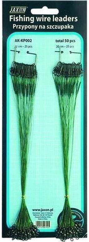Makšķerēšanas pavadiņa Jaxon Fishing Wire Leaders 4120103, 30 cm, zaļa krās., 50 gab.