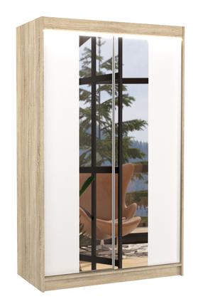 Spinta ADRK Marvin 120, balta sp./sonoma ąžuolo sp., 58 cm x 120 cm x 200 cm, su veidrodžiu