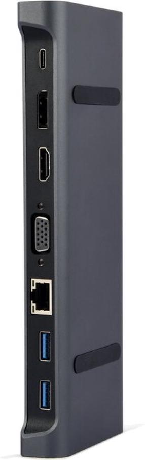 Adapteris Gembird USB-C - 2xUSB/RJ-45/VGA/HDMI/DisplayPort/USB-C A-CM-COMBO9-02 USB-C male, 2xUSB/RJ-45/VGA/HDMI/DisplayPort/USB-C female, 0.3 m, melna krās.