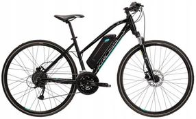 Elektrinis dviratis Kross E-Trans Hybrid 1.0 Lad, 17'', 28", 250 W, 14.5 Ah, juoda sp./mėtinė (mint) sp.