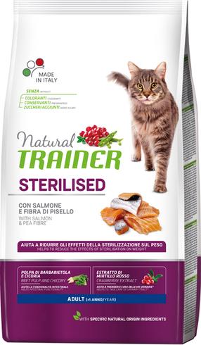 Kuiv kassitoit Natural Trainer Sterilised Salmon, kanaliha/riis, 10 kg