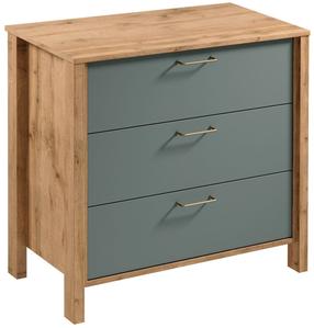 Komoda Gala Meble Indygo K3S, ąžuolo sp./žalia sp., 81 cm x 46.5 cm x 90 cm
