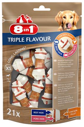 Skanėstas šunims 8in1 Triple Flavor, jautiena/vištiena/kiauliena, 0.294 kg