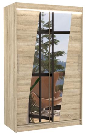 Riidekapp ADRK Texas LED, pruunikas v., 58 cm x 120 cm x 200 cm, peegliga