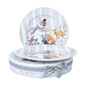 Lėkščių rinkinys desertinė Home4you Mia Snow, 19 cm x 19 cm, balta sp./pilka sp.