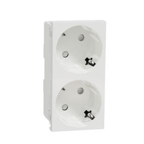 Dvivietis kištukinis lizdas Schneider Electric NU306618, su įžeminimu, balta sp.