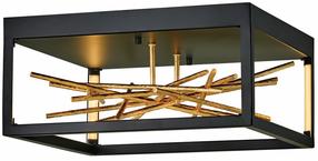 Šviestuvas lubų Quintiesse Styx, LED, 3000 °K, 1 x 8 W, aukso sp./juoda sp. / juoda sp.