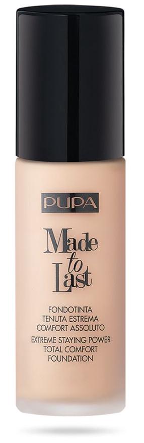Šķidrā grima bāze Pupa Made To Last, SPF 10, bēša krās., 020 light beige, 30 ml