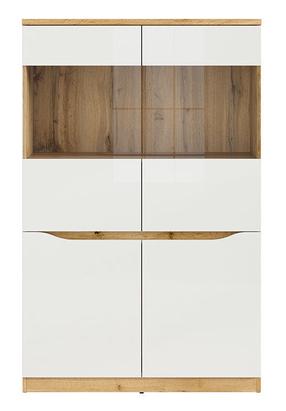 Vitrina Nuis REG2D2W, ąžuolo/balta, 90 cm x 39.5 cm x 141.5 cm