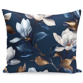 Dekoratyvinės pagalvėlės užvalkalas Mariall Magnolia, balta sp./tamsiai mėlyna sp., 50 cm x 60 cm
