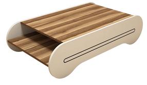 Kohvilaud Kalune Design Cool, kreemjasvalge/pähklipuu v., 120 cm x 63.6 cm x 30 cm