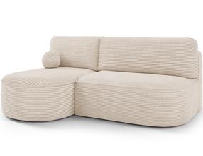 Kampinė sofa - lova Livosa Jarell 18, smėlio sp., kairinė, 144 x 220 cm x 93 cm