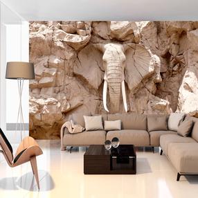 Fototapetas Artgeist African Elephant Sculpture - Animal Motif Of Sculpture In Light Stone SFT509SAM, 70 cm x 98 cm