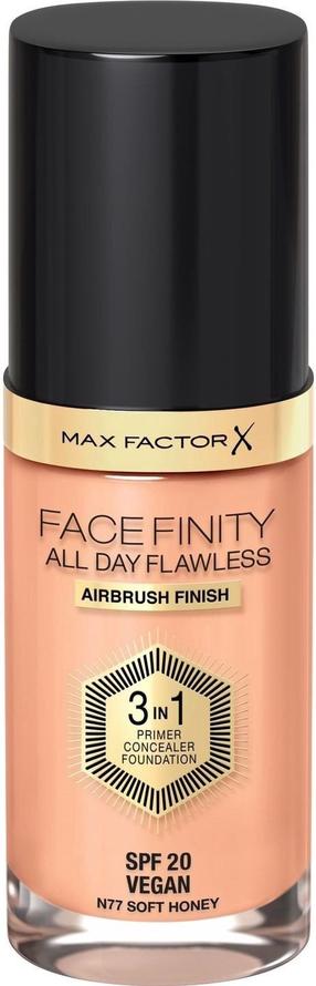 Šķidrā grima bāze Max Factor All Day Flawless 3 in 1 Facefinity, SPF 20, n77 soft honey, 30 ml