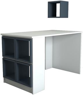 Rašomasis stalas su lentyna Kalune Design Box 845HCT3816, 120 cm x 65 cm, 75 cm, mėlyna sp./balta sp.