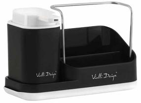 Virtuvinis stovas Vialli Design Livio Duo, 21.5 cm x 9 cm x 14 cm, plastikas/nerūdijantysis plienas, juoda sp.