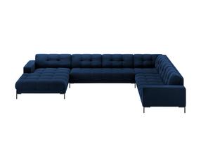 Kampinė sofa Micadoni Mamaia Velvet, mėlyna sp., dešininė, 327 x 256 cm x 75 cm