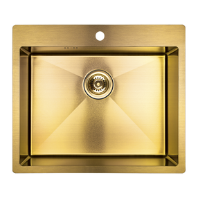 Virtuvinė plautuvė Laveo Marmara SAM_G10T, Gold, nerūdijantysis plienas, 59 cm x 51 cm x 19 cm, aukso sp.