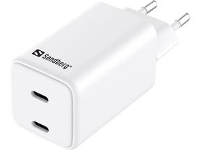 Telefona lādētājs Sandberg Dual 441-56, 2 x USB Type C, 9.31 cm, balta krās., 65 W