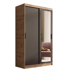 Spinta ADRK Hailey, ąžuolo sp./juoda sp., 120 cm x 60 cm x 205 cm, su veidrodžiu