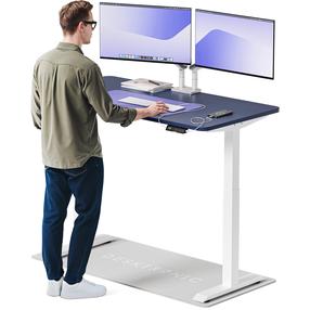 Kompiuterio stalas reguliuojamo aukščio Desktronic HomeOne, 140 cm x 70 cm, 72 - 122 cm, mėlynas stalviršis/baltas rėmas