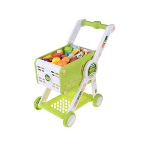 Rotaļlietu veikala komplekts, lepirkšanās ratiņi Home Supermarket, zaļa krās./daudzkrāsaina