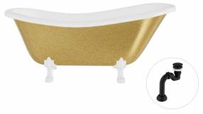 Vonia, laisvai pastatoma Besco Otylia Glam, 160 cm x 77 cm x 68.5 cm, ovalas, aukso sp./balta sp.