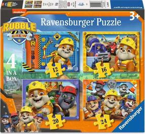 Puzle 4in1 Ravensburger Paw Patrol Rubble & Crew 12004188, 14 cm x 19 cm, 72 gab., daudzkrāsaina