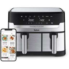 Karšto oro gruzdintuvė Tefal Dual Easy Fry & Grill Ey905d, sidabro sp., 2700 W, 8.3 l