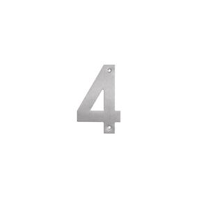 Durvju numurs "4" Haushalt SS-4, 14.5 cm x 9.3 cm, nerūsējošais tērauds, nerūsējošā tērauda krās.