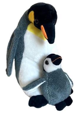 Mīkstā rotaļlieta Beppe Pinguin With Baby, balta krās./pelēka krās., 25 cm