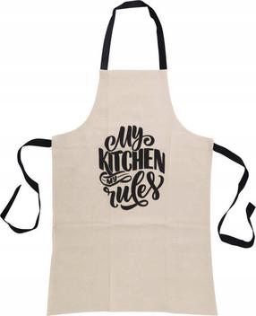 Priekšauts Home Styling Collection My Kitchen My Rules, 84 cm x 60 cm, melns krās./bēša krās.