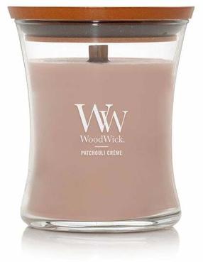 Žvakė, aromatinė WoodWick Patchouli Creme, 60 h, 275 g, Rožinė