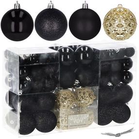Ziemassvētku eglīšu rotaļlietu komplekts, zelta krās./melna krās., 3 - 6 cm, plastmasa, 100 gab.