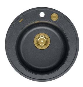 Кухонная мойка Quadron Morgan 210, гранит, 51 см x 51 см x 22 см, золотой цв./черный цв./серый цв.