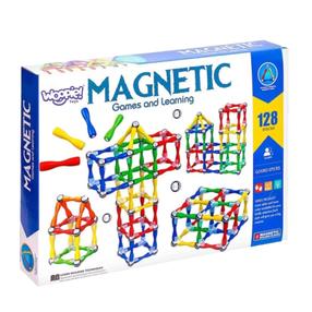 Magnetinis konstruktorius Woopie 3D XXL, 128 vnt., įvairių spalvų