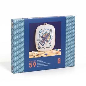 Tikkimise komplekt Djeco Atelier 59, sinine v./valge v.