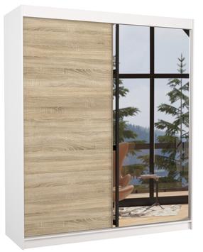 Skapis ADRK Viki 180, balta krās./brūngans krās., 58 cm x 180 cm x 215 cm, ar spoguli