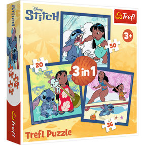 Пазл 3in1 Trefl Disney Stitch, 19.5 см x 20 см, 96 шт., многоцветный