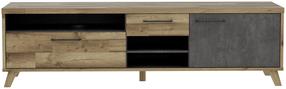 TV staliukas Forte Ricciano, ąžuolo sp./pilka sp., 52.2 cm x 199.2 cm x 56.6 cm