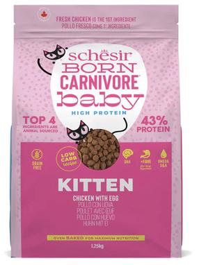 Sausā kaķu barība Schesir Born Carnivore Kitten Chicken With Egg, vistas gaļa, 1.25 kg