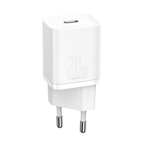 Telefona lādētājs Baseus CCSUP-B02, USB-C, balta krās., 20 W