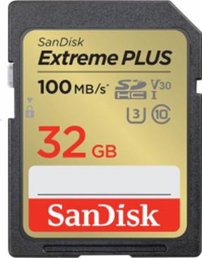 Atminties kortelė SanDisk Extreme Plus, 32 GB, 100 Mb/s - 60 Mb/s