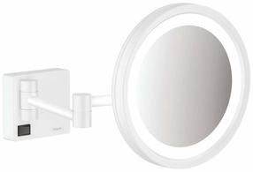 Kosmētiskais spogulis Hansgrohe AddStoris, ar gaismu, stiprināms, 16 cm x 21.7 cm, matēti balta krās.