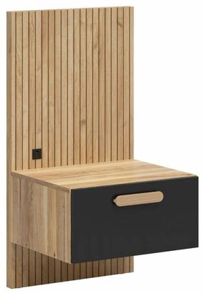Ночной столик Henson Right, черный цв./mauvella oak цв., 95 см x 50.5 см x 45.5 см